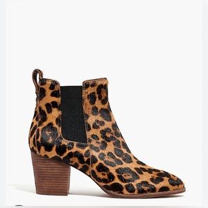 Madewell Regan Ankle Boot in Leopard Calf Hair, Size 6